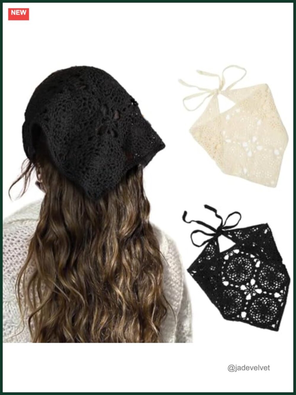 2 Pcs Crochet Hair Bandanas Headscarf for Women Boho Hair Scarf